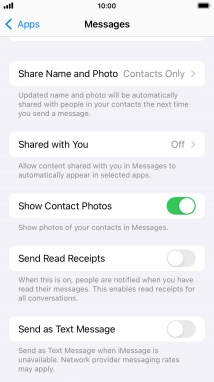 Press the indicator next to 'Send as Text Message' to turn the function on or off.