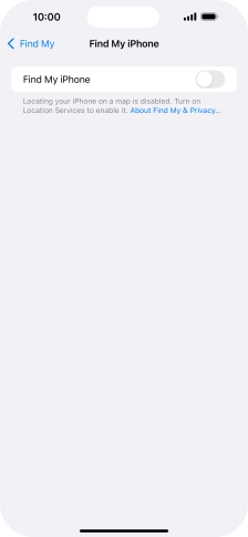 Press the indicator next to 'Find My iPhone' to turn on the function.