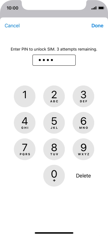 Key in your SIM PIN and press Done. The default SIM PIN is 0000.