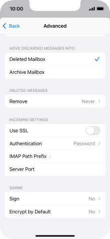 Press the indicator next to 'Use SSL' to turn on the function.