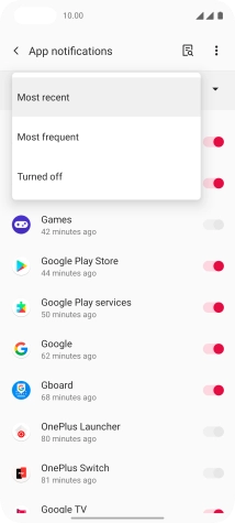 Press the required setting.