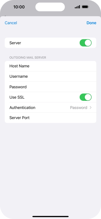 Press the indicator next to 'Use SSL' to turn off the function.