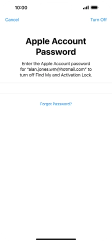 Key in the password for your Apple ID and press Turn Off. Wait a moment while the factory settings are restored. Follow the instructions on the screen to set up your phone and prepare it for use.