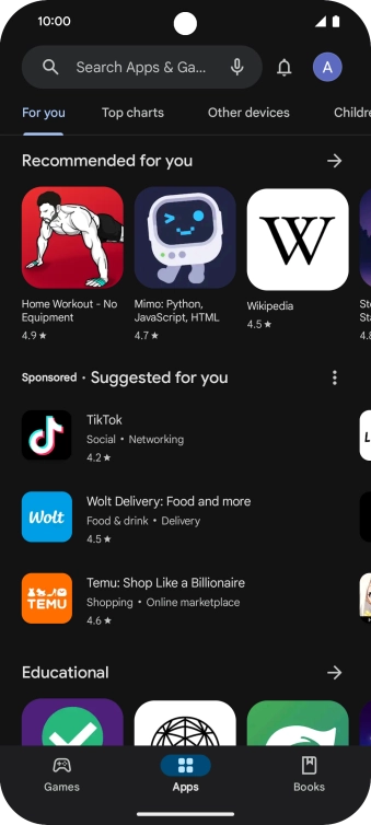 Press the profile icon. Press the profile icon.