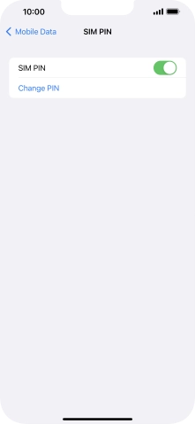 Press the indicator next to 'SIM PIN' to turn the function on or off.