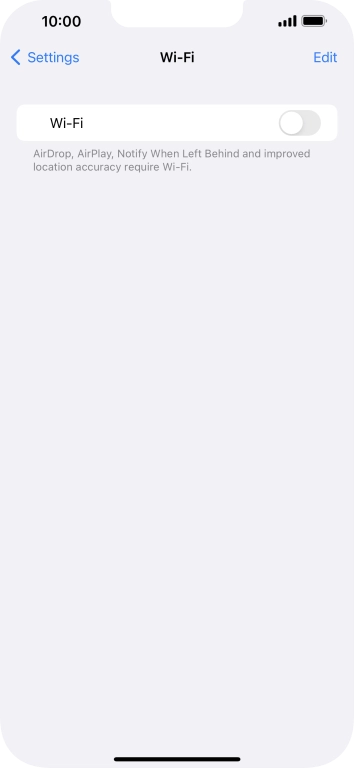 Press the indicator next to 'Wi-Fi' to turn on the function.