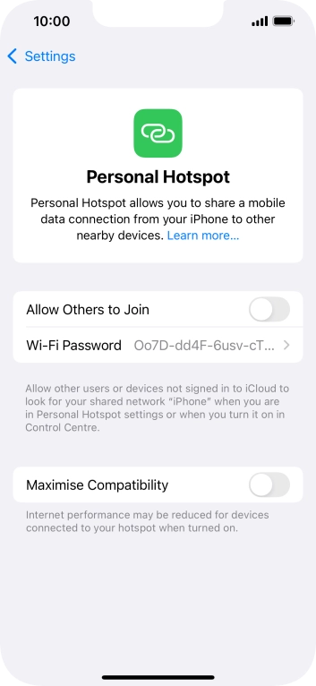 Press Wi-Fi Password and key in the required password.