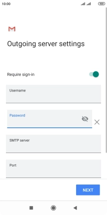 Press the field below 'SMTP server' and key in the name of your email provider's outgoing server.