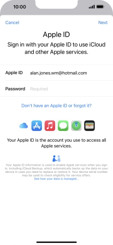 Press the field next to 'Password' and key in the password for your Apple ID.