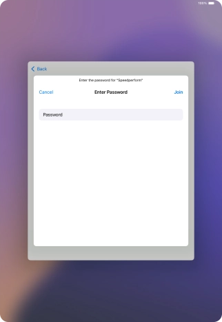 Key in the password for the WiFi network and press Join.