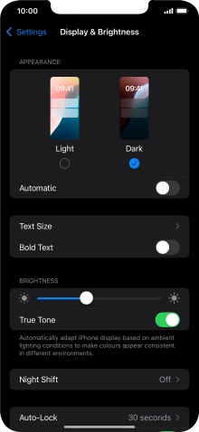 Press the indicator next to 'Automatic' to turn the function on or off.