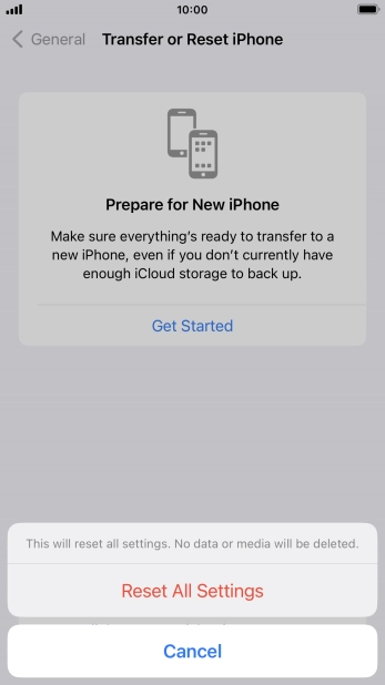 Press Reset All Settings.
