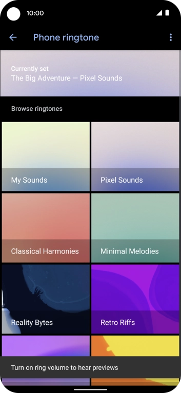 Press the required category.