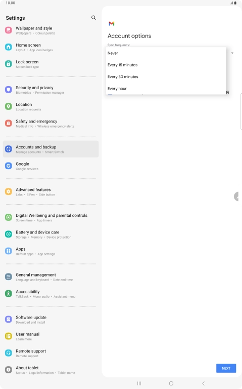 Press the required setting. Press the required setting.
