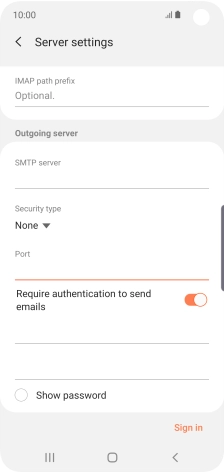 Press the indicator next to 'Require authentication to send emails' to turn on the function.