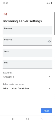 Press the field below 'Username' and key in the username for your email account.