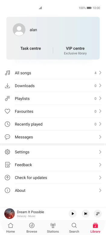 Press All songs.