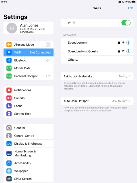 Press the required WiFi network and key in the password for the WiFi network.