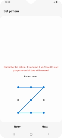 Slide your finger across the screen to connect at least four points and press Next.