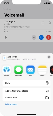 Press the required setting and follow the instructions on the screen to share or save the message.