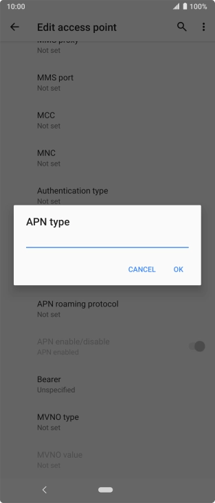 Key in default and press OK.