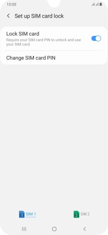Press the indicator next to 'Lock SIM card' to turn the function on or off.