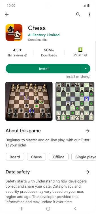 Press Install and follow the instructions on the screen to install the app.