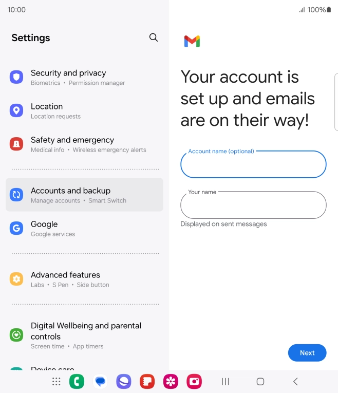 Press the field below 'Your name' and key in the required sender name.