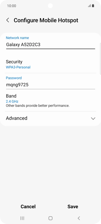 Press the field below 'Password' and key in the required password.