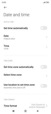 Press the indicator next to 'Set time automatically' to turn on the function.