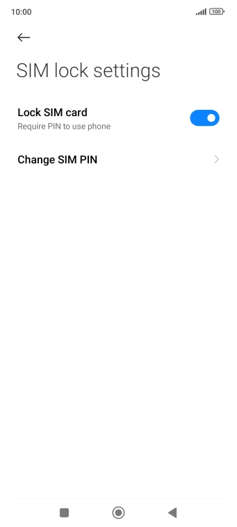 Press the indicator next to 'Lock SIM card' to turn the function on or off.