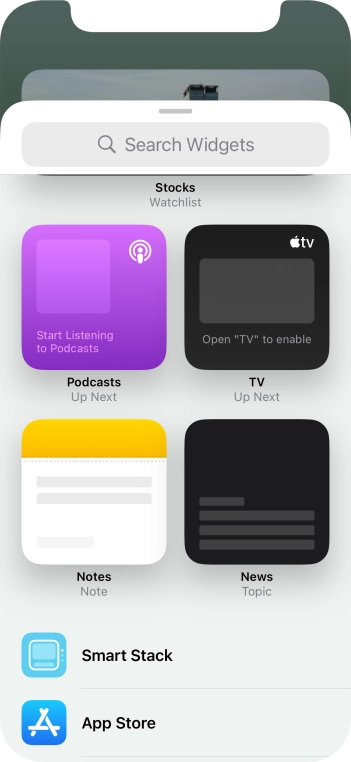 Press the required widget. Press the required widget.