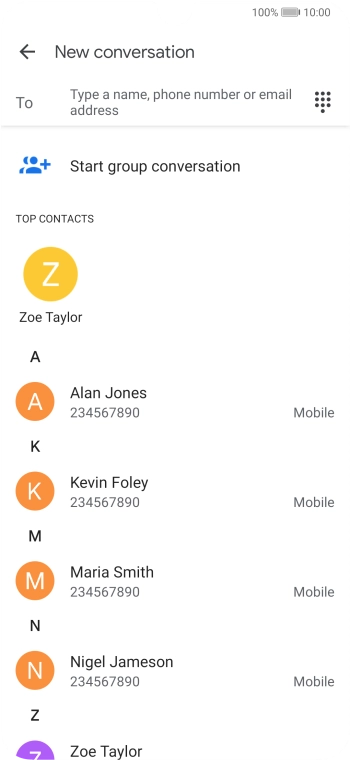 Press the field next to 'To' and key in the first letters of the recipient's name. Press the field next to 'To' and key in the first letters of the recipient's name.