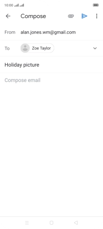 Press the text input field and write the text for your email.