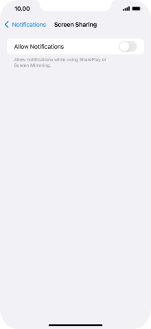 Press the indicator next to 'Allow Notifications' to turn the function on or off.