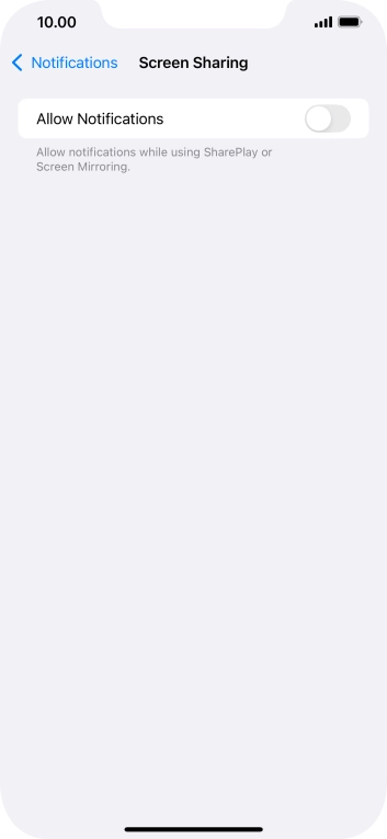 Press the indicator next to 'Allow Notifications' to turn the function on or off.