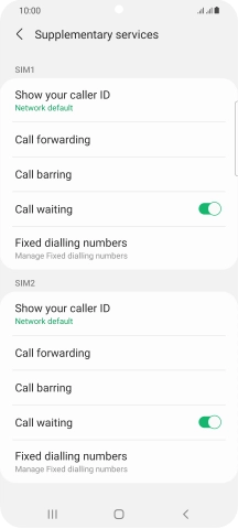 Press Call forwarding below the required SIM.