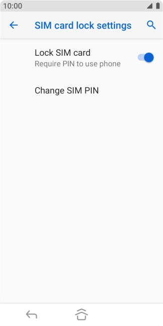 Press the indicator next to 'Lock SIM card' to turn the function on or off.