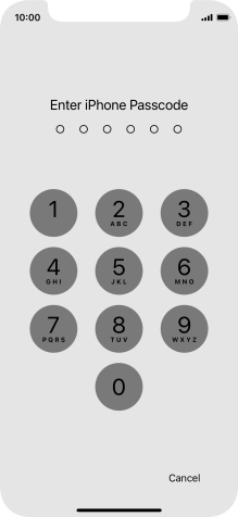 Use the phone lock code you created.