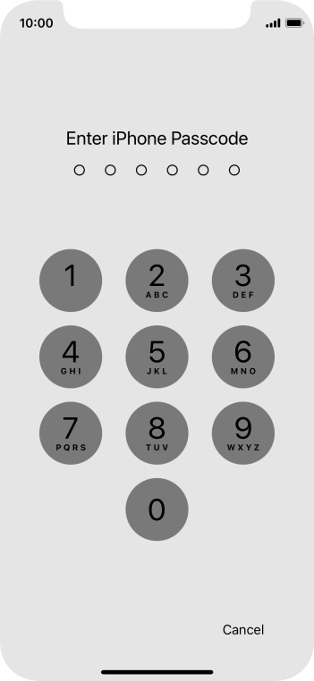 Use the phone lock code you created.