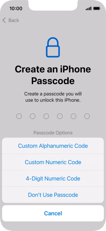 Follow the instructions on the screen to turn on the phone lock code or press Don't Use Passcode. Follow the instructions on the screen to turn on the phone lock code or press Don't Use Passcode.