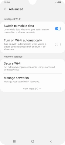 Press the indicator next to 'Switch to mobile data' to turn the function on or off.