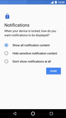 Press the required setting.
