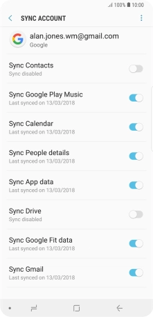 Press the indicator next to 'Sync Contacts' to turn on the function.