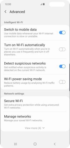Press the indicator next to 'Switch to mobile data' to turn the function on or off.