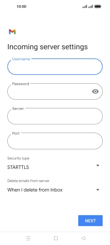 Press the field below 'Server' and key in the name of your email provider's incoming server.