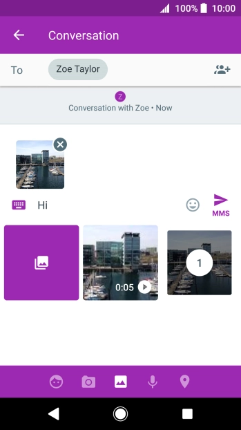 Press the send icon when you've finished your picture message.