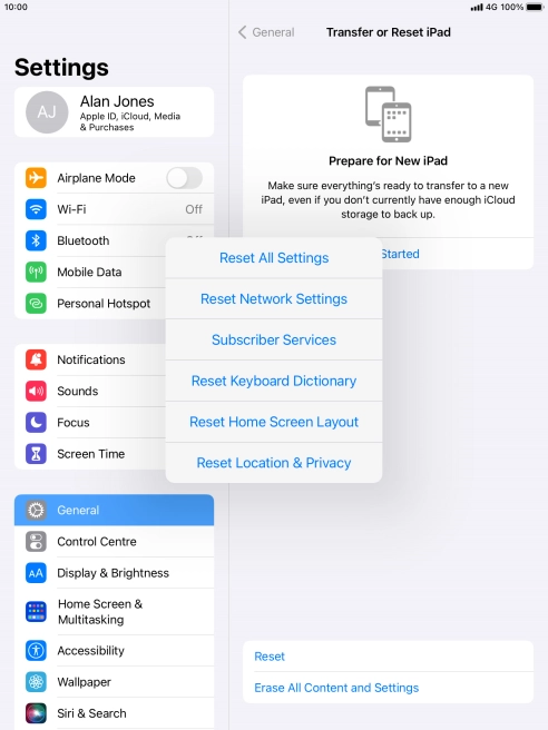 Press Reset All Settings.