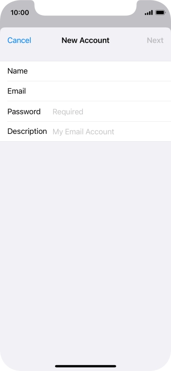 Press Password and key in the password for your email account. Press Password and key in the password for your email account.