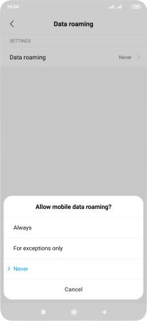 Press the required setting to turn the function on or off.